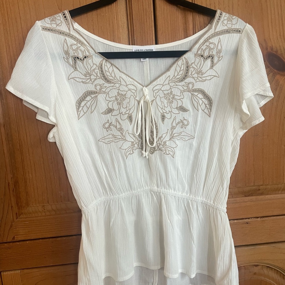 Love on a Hanger Cream Embroidered Blouse